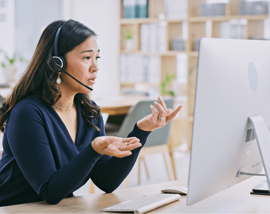 Online meeting in modern office